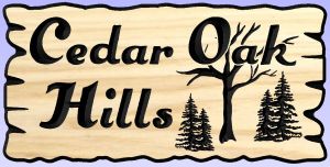 Cedar Oak Hills sign